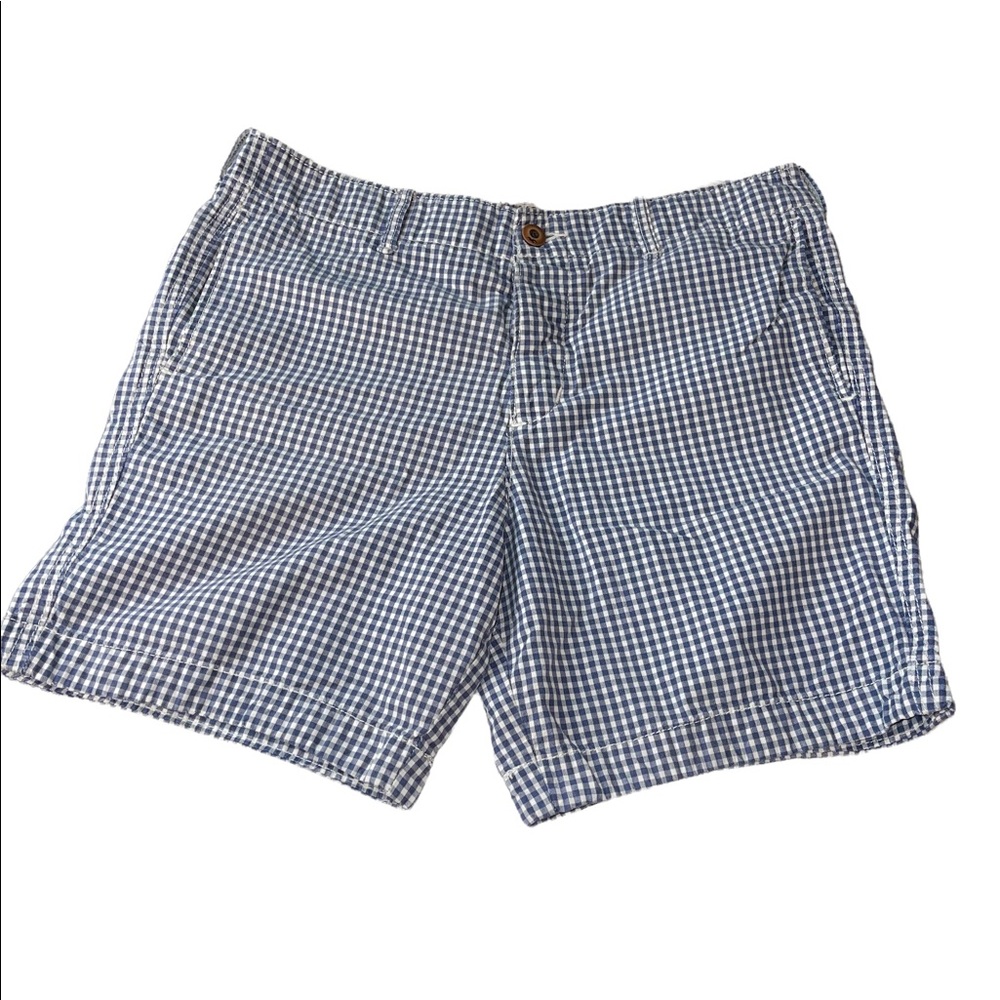 Hollister California navy blue and white gingham‎ button fly shorts waist 33